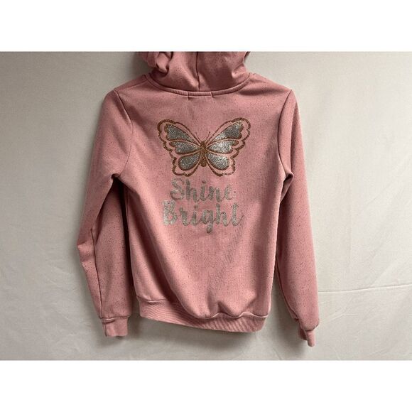 Andy Kiss Girls Shine Bright Print at Back Hoodie Sweatshirt Pink Size L/14 - Picture 2 of 4